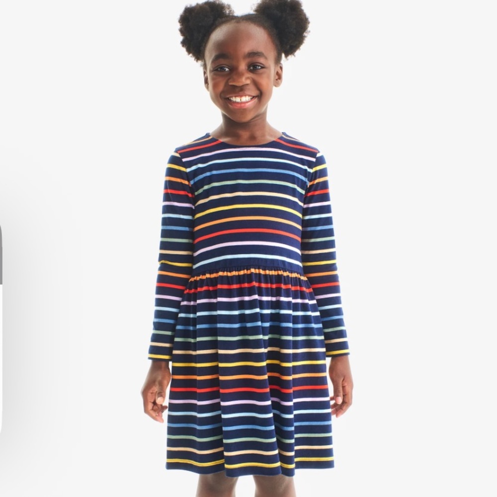 Primary Kids Long Sleeve Striped Dress